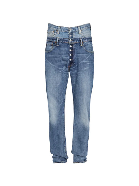  1/off Buttoned Denim Jeans - Blue 