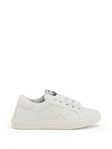  2 Star Kids Glitter-embellished Sneakers - White 