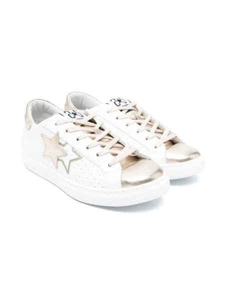  2 Star Kids Leather Sneakers - White 