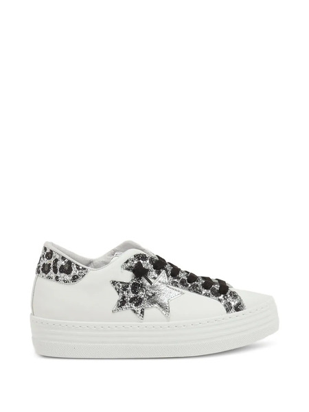  2 Star Kids Leopard-print Sneakers - White 