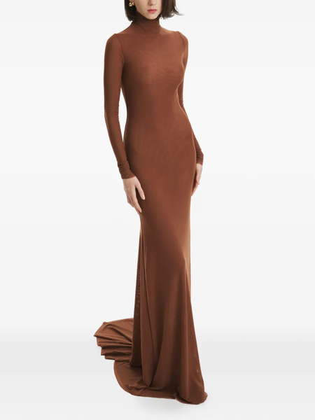  2310 Studio Long-sleeve Roll-neck Maxi Dress - Brown 