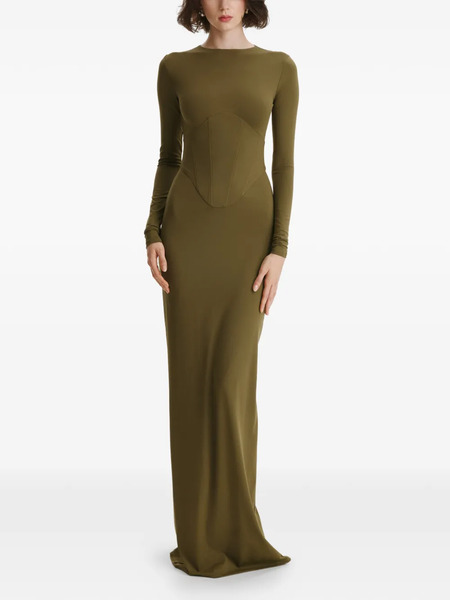  2310 Studio Long-sleeves Corset Maxi Dress - Green 