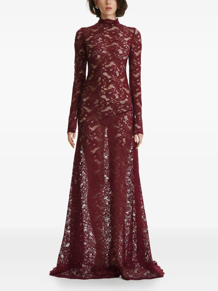 2310 Studio Long-sleeves Lace Maxi Dress - Red 