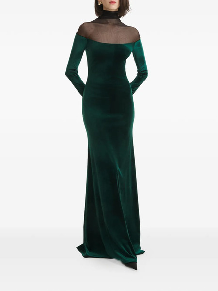  2310 Studio Mesh Velvet Maxi Dress - Green 