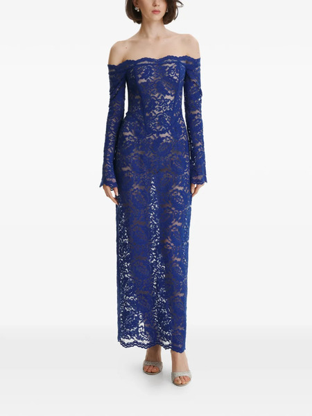  2310 Studio Off-shoulder Lace Maxi Dress - Blue 