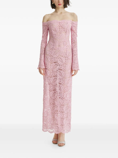  2310 Studio Off-shoulder Lace Maxi Dress - Pink 