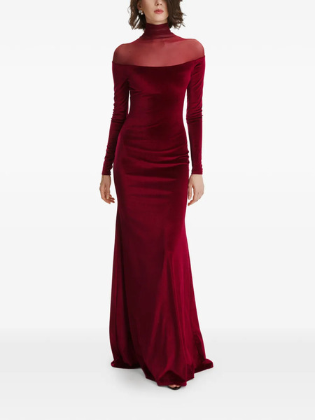  2310 Studio Turtleneck Velvet Maxi Dress - Red 