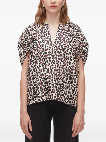  3.1 Phillip Lim Animal Print V-neck Top - Neutrals 