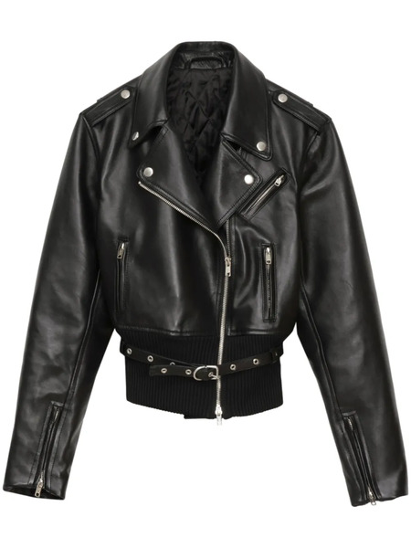  3.1 Phillip Lim Belted Leather Biker Jacket - Black 