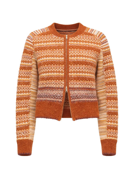 3.1 Phillip Lim Fair Isle Zip-up Cardigan - Orange 