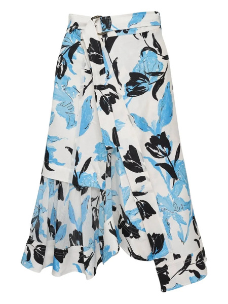  3.1 Phillip Lim Floral Belted Midi Skirt - White 