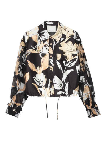  3.1 Phillip Lim Floral-print Drawstring Shirt - Black 