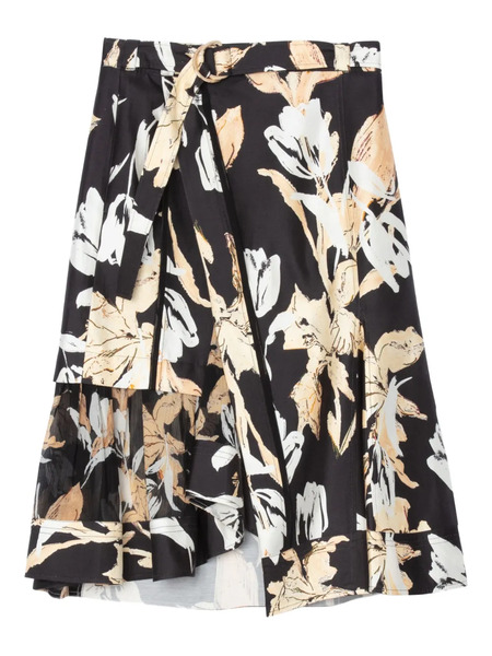  3.1 Phillip Lim Floral-print Ruffled Skirt - Black 