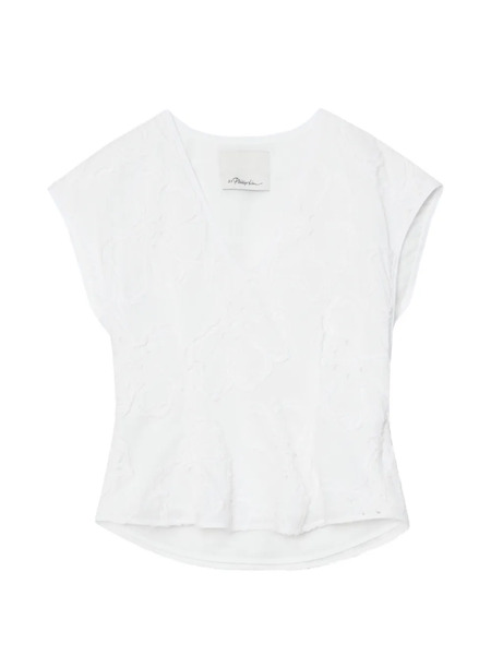  3.1 Phillip Lim Floral V-neck Blouse - White 