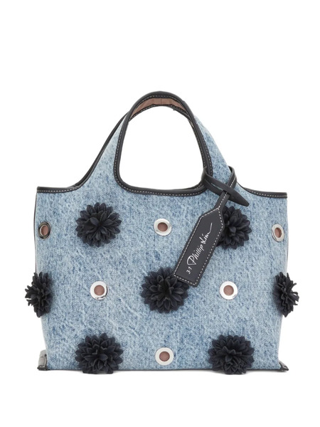  3.1 Phillip Lim Flower-embellished Eyelet Tote Bag - Blue 