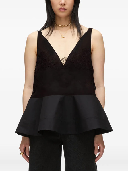  3.1 Phillip Lim Lace-panel Peplum Top - Black 