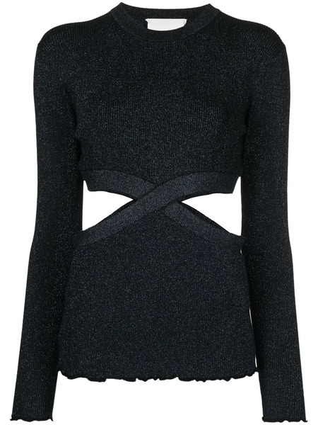  3.1 Phillip Lim Lurex Cut-out Knitted Top - Black 