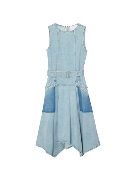  3.1 Phillip Lim Patchwork Belted Cotton Midi Dress - Blue 