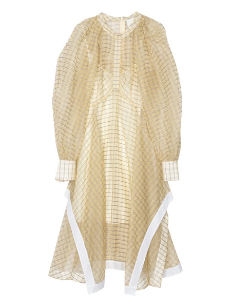  3.1 Phillip Lim Puff-sleeve Checked Midi Dress - Neutrals 