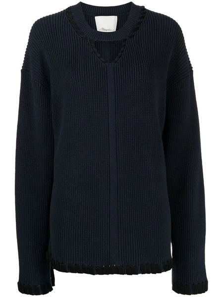  3.1 Phillip Lim Ribbed V-neck Jumper - Blue 
