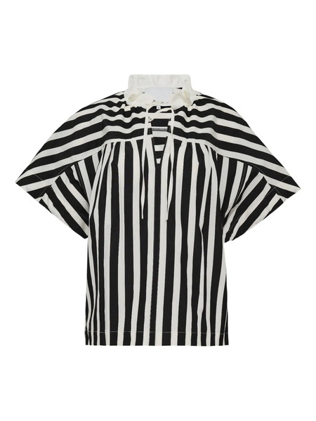  3.1 Phillip Lim Striped Frill-neck Top - Black 
