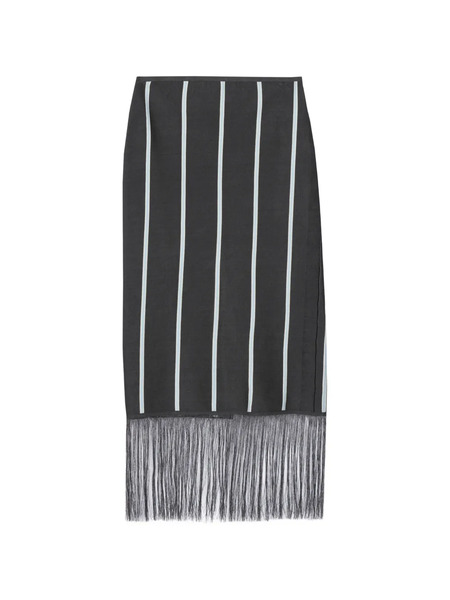  3.1 Phillip Lim Striped Fringed Midi Skirt - Black 