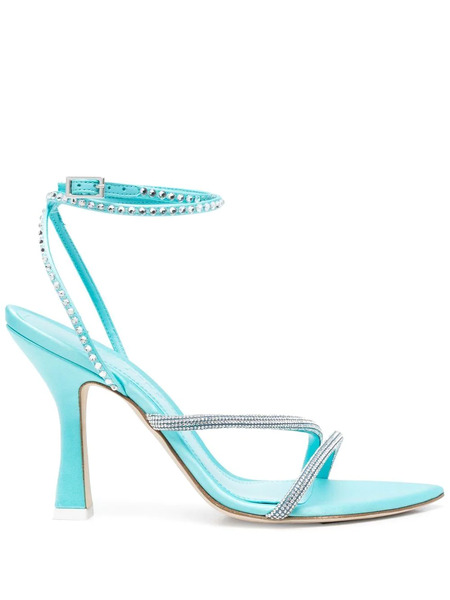  3juin Crystal-embellished Strappy Leather Sandals - Blue 