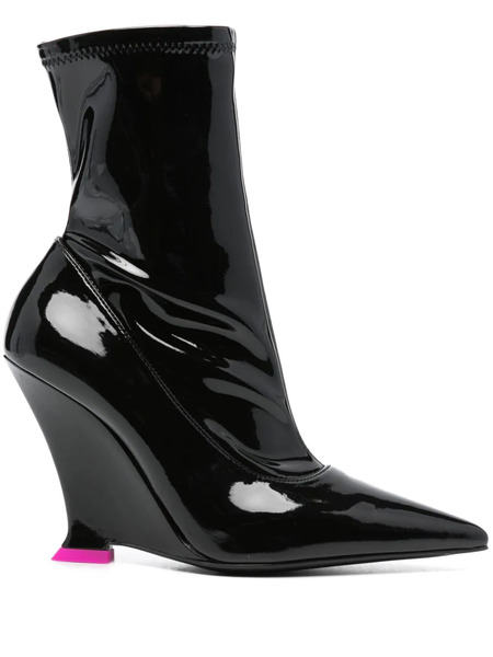  3juin Marla 100mm Wedge Boots - Black 