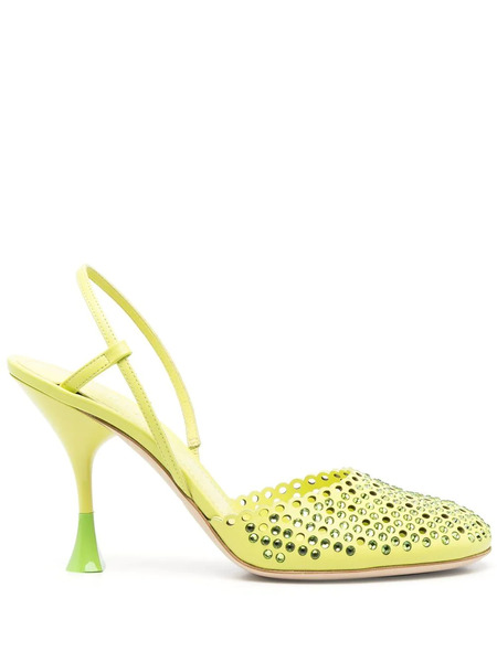  3juin Rhinestones-embellishment High Heels - Green 