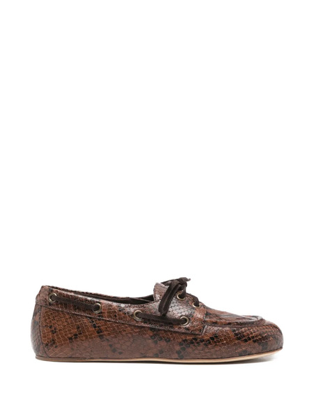  3juin Snakeskin-effect Boat Shoes - Brown 