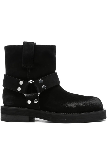 3juin Steve Buckle-strap Suede Boots - Black 