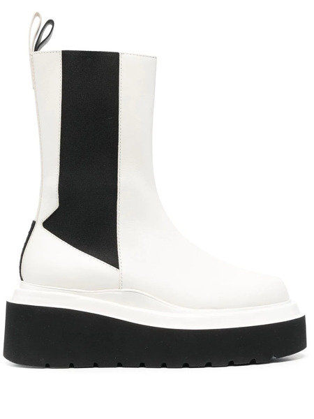 3juin Two-tone Wedge Chelsea Boots - White 