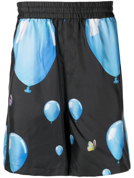  3paradis Balloon-print Silk Bermuda Shorts - Black 