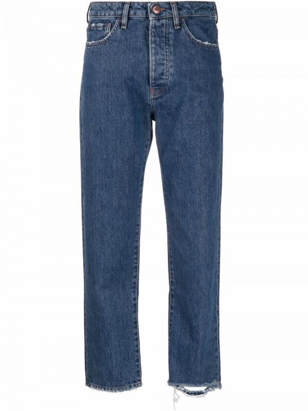  3x1 Distressed Straight-leg Jeans - Blue 