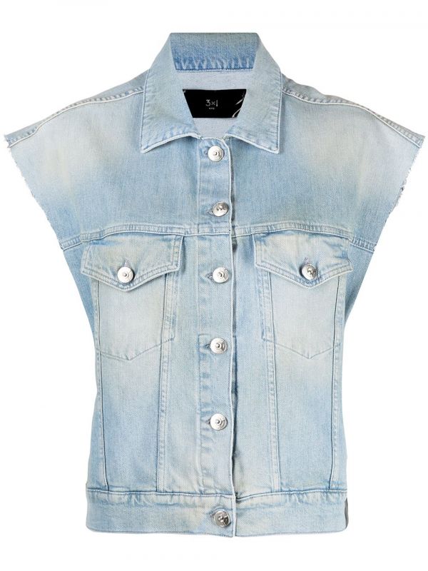  3x1 Sleeveless Denim Jacket - Blue 