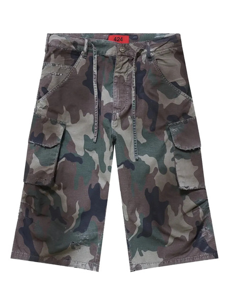  424 Camouflage Cargo Shorts - Green 