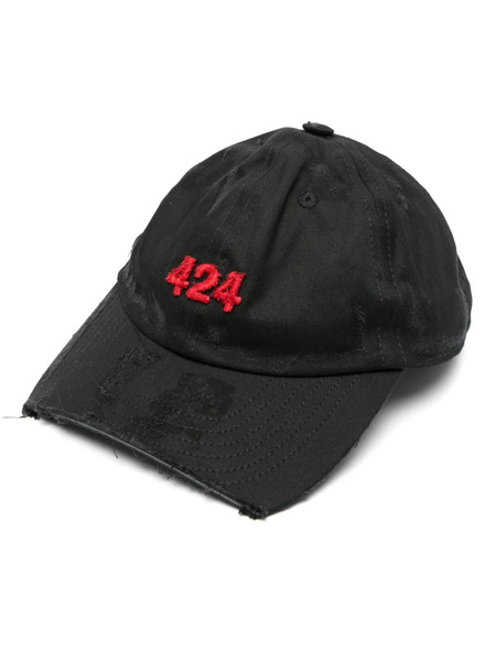  424 Distressed Cotton Cap - Black 