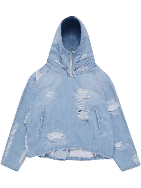  424 Distressed Denim Hooded blue Jacket 