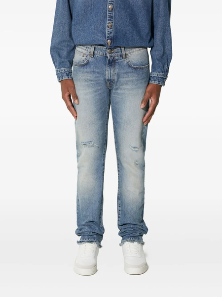  424 Distressed-effect Frayed-detail Jeans - Blue 