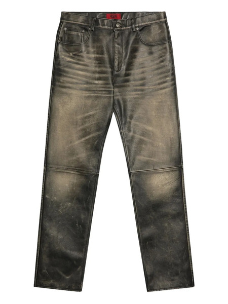  424 Leather Five-pocket black Jeans 
