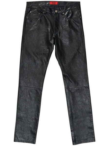  424 Slim-fit Leather Trousers - Black 