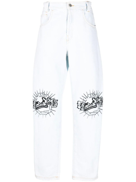  44 Label Group Graphic-print Straight-leg Jeans - Blue 