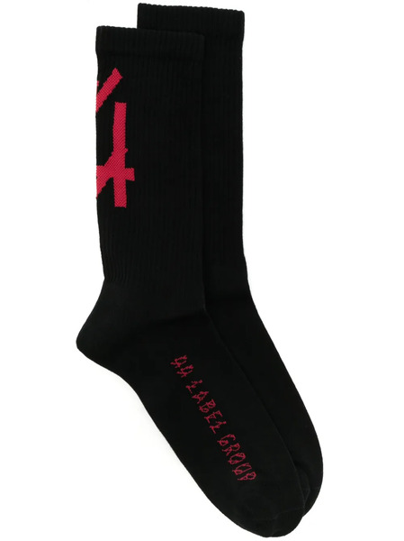  44 Label Group Intarsia-knit Logo Socks - Black 