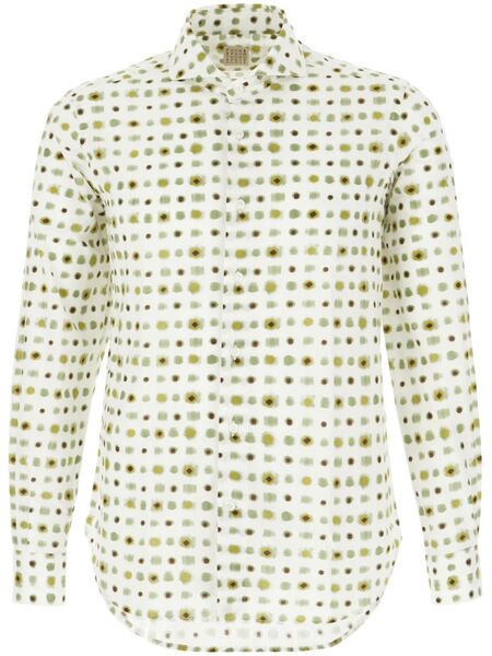  4ff Abstract-print Cotton Shirt - White 