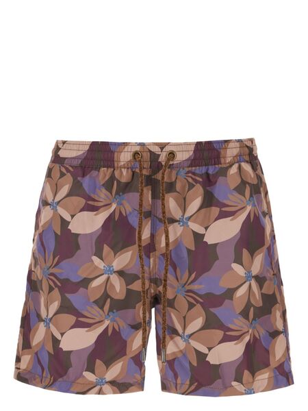  4ff Floral-print Swim Shorts - Brown 