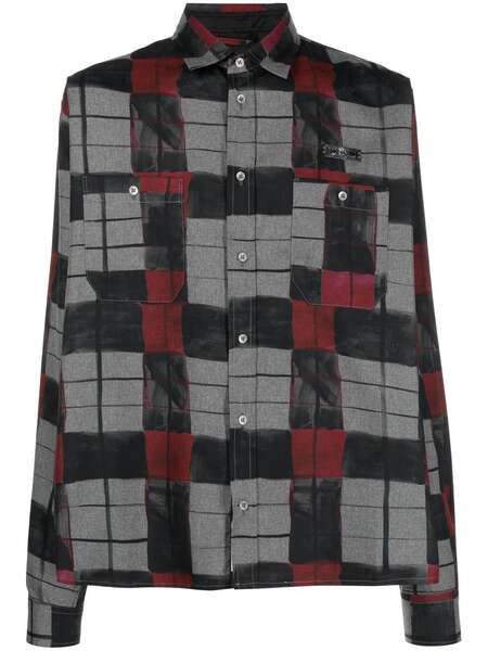  4sdesigns Checked Pattern Long Sleeved Shirt - Grey 