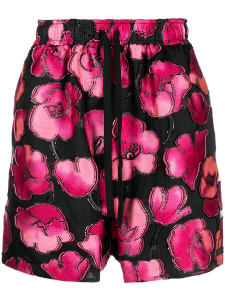  4sdesigns Floral Baggy Shorts - Black 