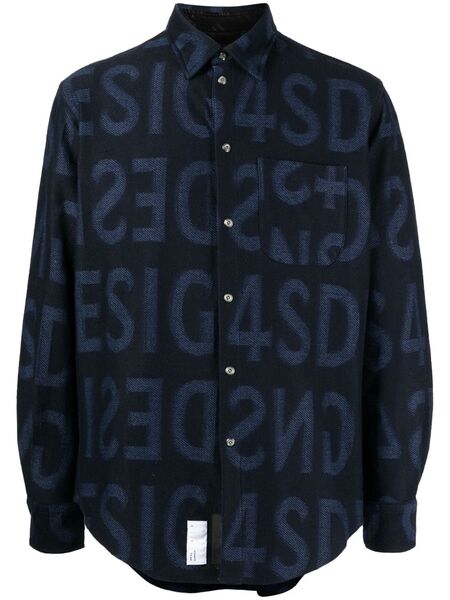  4sdesigns Logo-print Cotton Shirt - Blue 