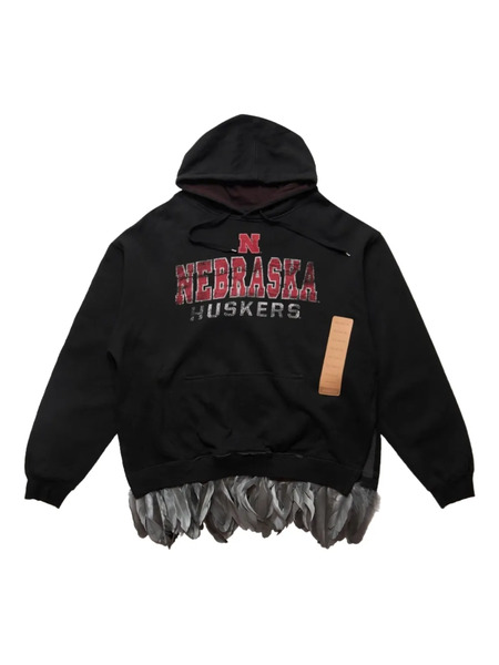  4sdesigns Nebraska Huskers Feather-trim Hoodie - Black 