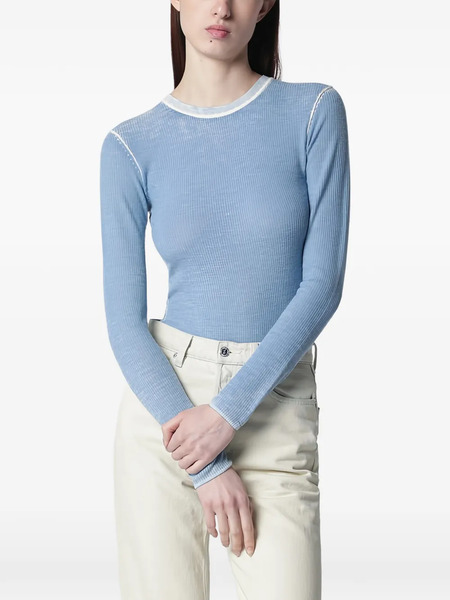  6397 Long-sleeve Crew-neck Sweater - Blue 